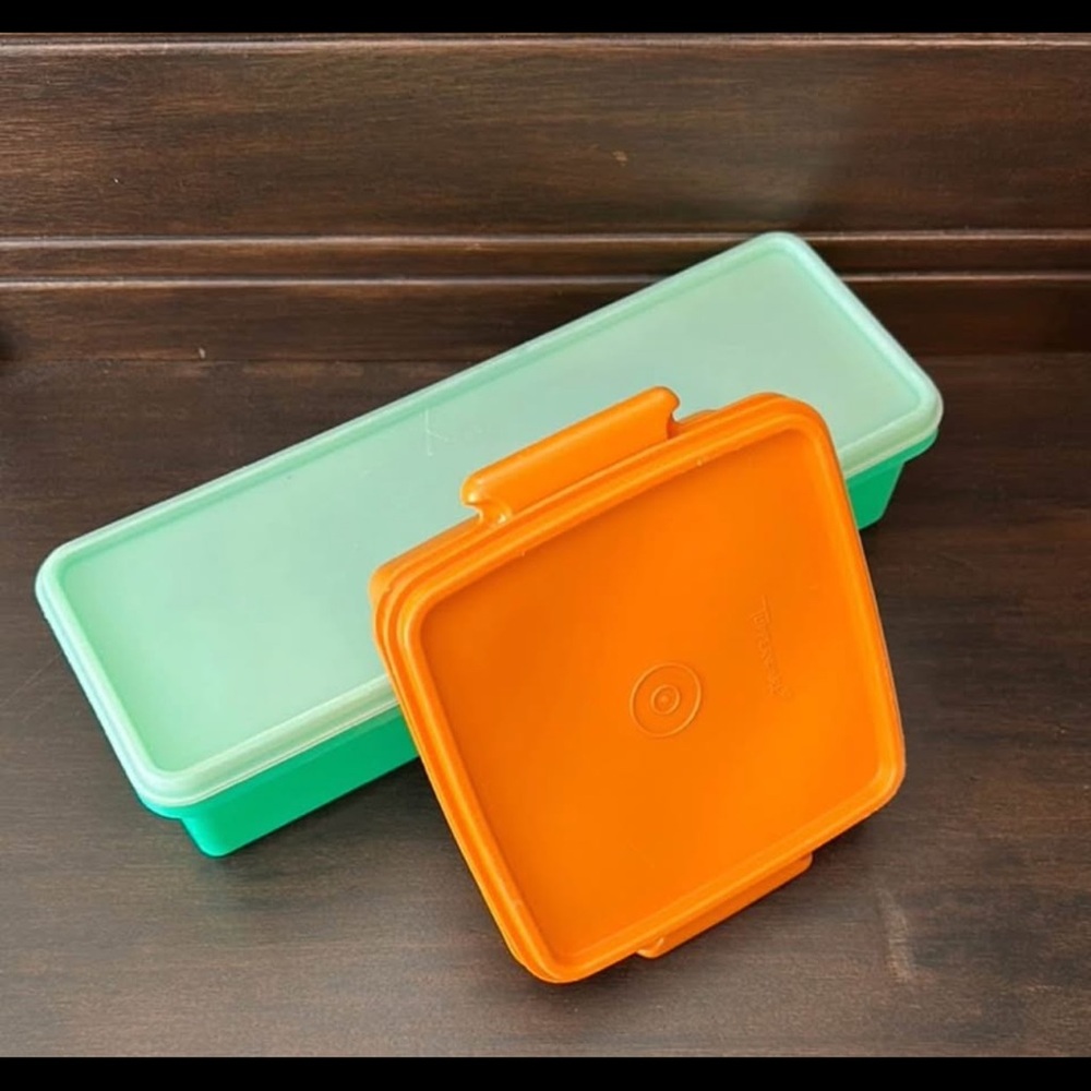 Vintage Green and Orange Tupperware Containers